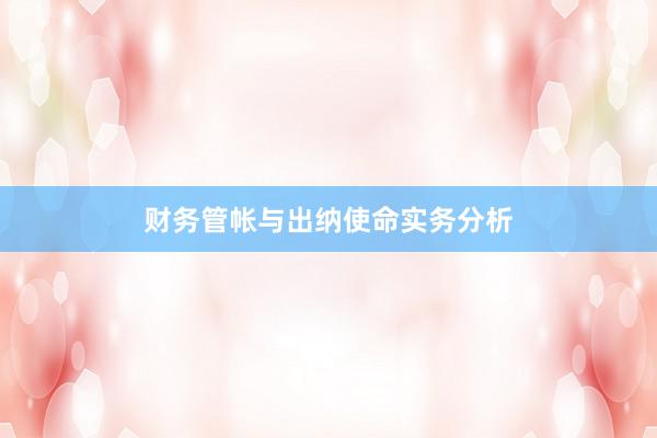 财务管帐与出纳使命实务分析